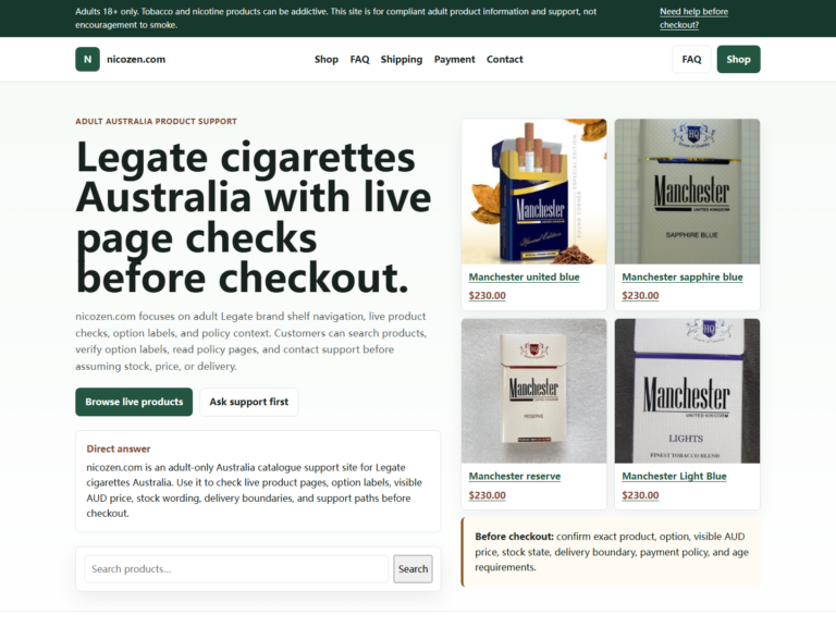Nicozen realistic adult search guide image 1 for Legate cigarettes Australia